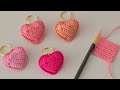 Tığ İşi Kalp Anahtarlık Örgü Modelleri | Very Easy Crochet Heart Keychain Tutorial