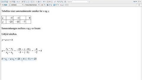 Lineære funktioner - forskrift og tabel