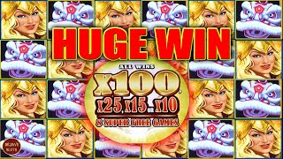 WOW HUGE WIN! CHANCE AT A 100x MULTIPLIER SUPER FREE GAMES DESTINY OF ATHENA SLOT MACHINE screenshot 3