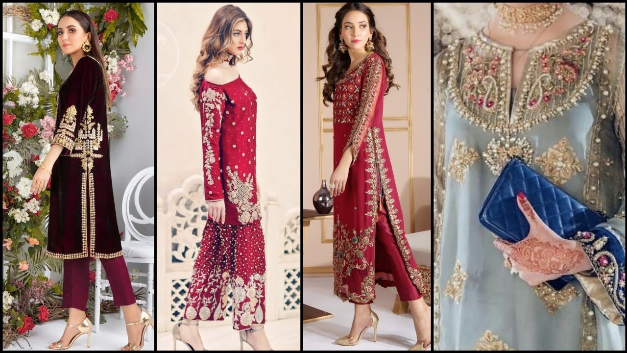 Top Class 56 Designer Formal Outfits With Gold Colour Embroidery//Side Fitting Embroidery Patterns T