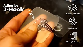 Canway Self Adhesive J Hook Heavy Duty Transparent Hook For Hanging Home & Kitchen Products