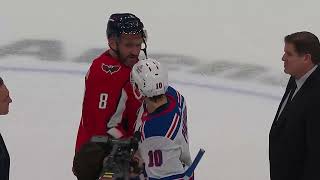 Alex Ovechkin and Artemi Panarin shake hands after Capitals - Rangers series (28 apr 2024)