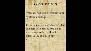 Usage of Constraints in SystemVerilog #systemverilog #uvm Usage of Constraints in SystemVerilog #systemverilog #uvm