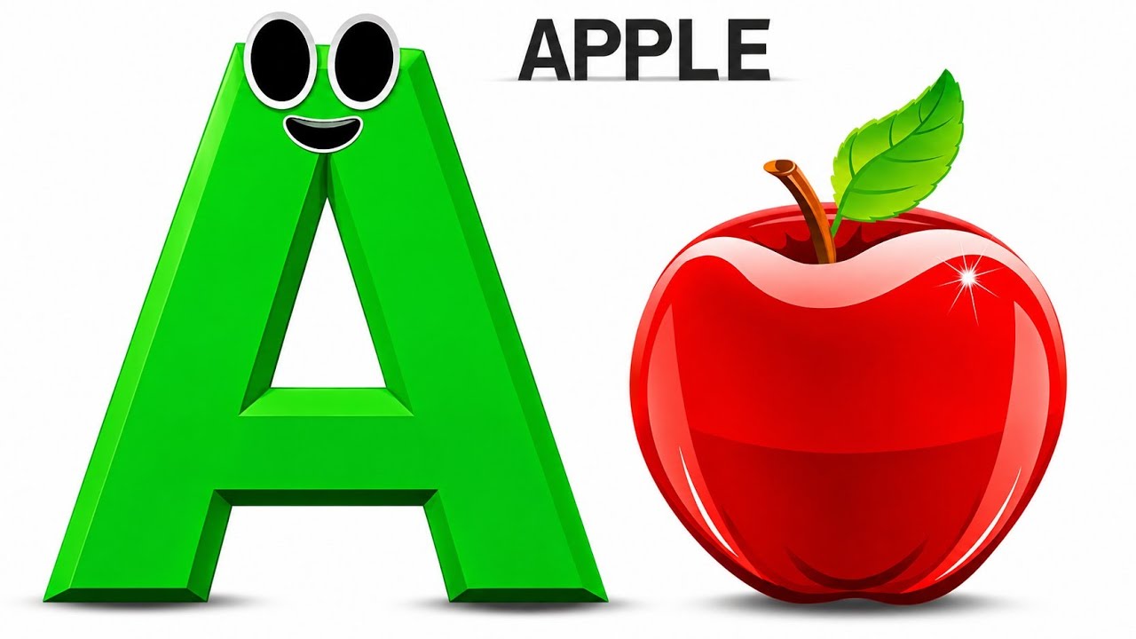 Learn ABC Phonics Song with Apple | ABCD Alphabet Song, Nursery Rhymes ...