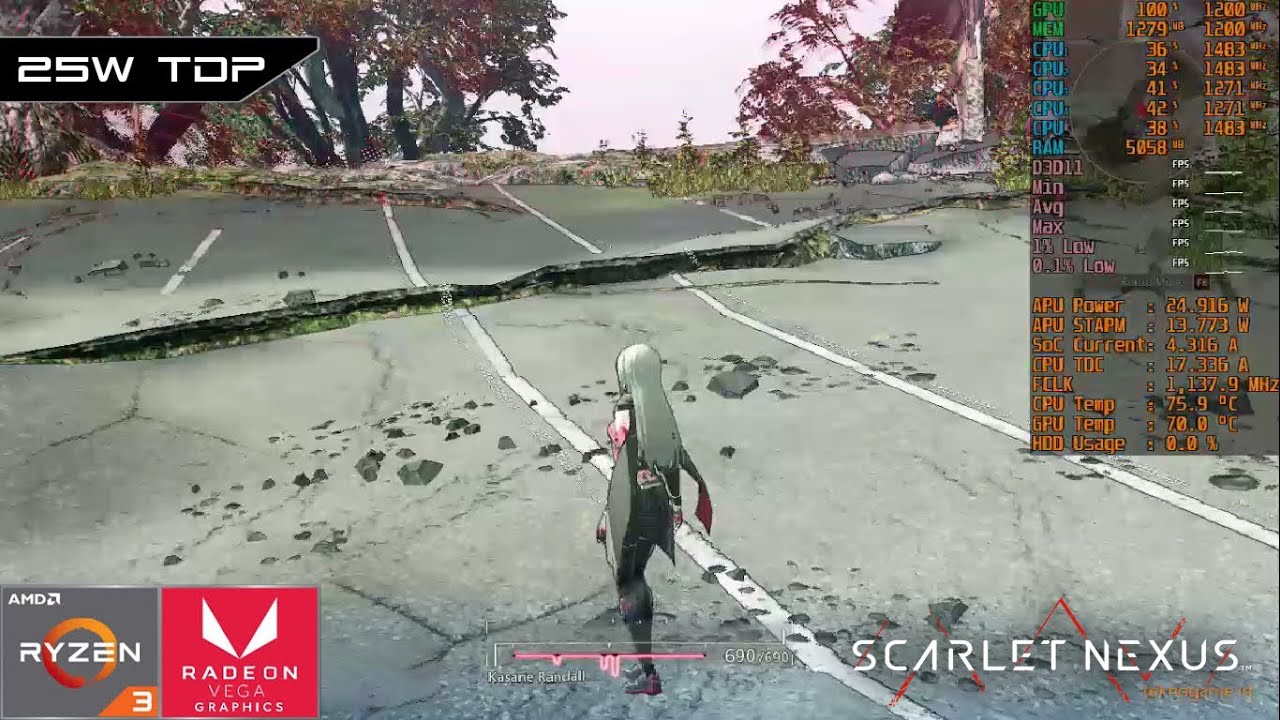 Scarlet Nexus | AMD Ryzen 3 3200U Vega 3 | Gameplay Benchmark