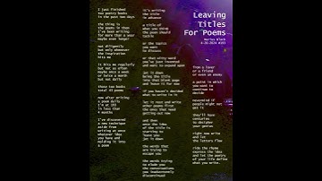 𝐋𝐞𝐚𝐯𝐢𝐧𝐠 𝐓𝐢𝐭𝐥𝐞𝐬 𝐟𝐨𝐫 𝐏𝐨𝐞𝐦𝐬 v2 poem by Marius Black #song #sing #art #poem #poetry #poet #writer #new