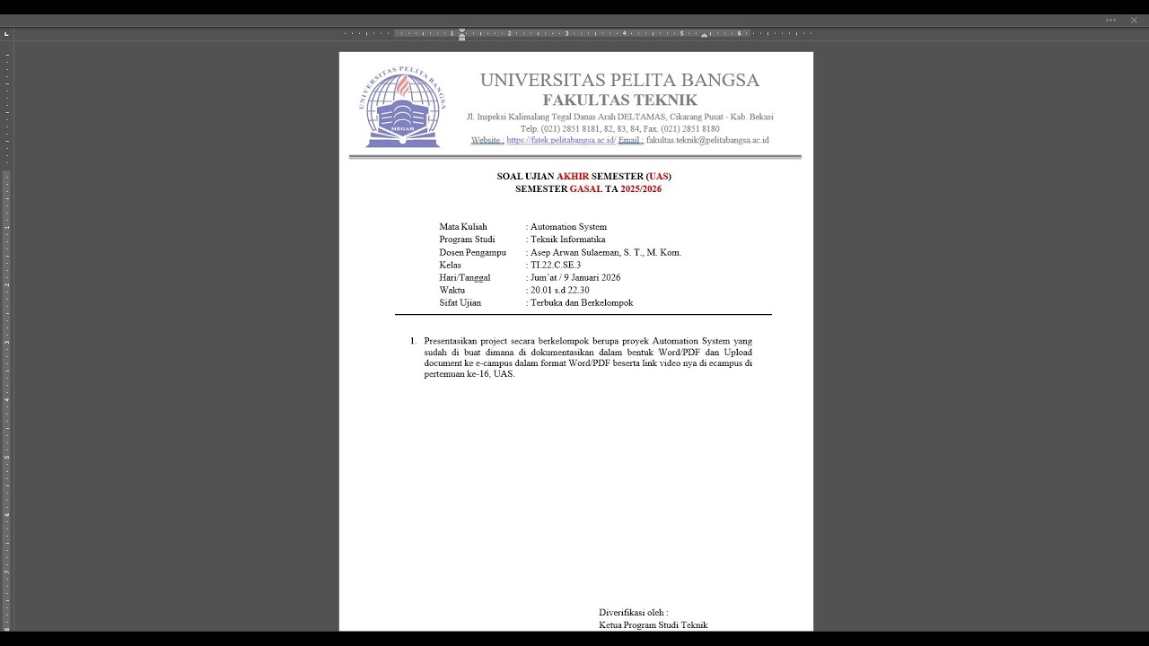 Pertemuan 16 Automation System untuk kelas TI 22 C SE 3