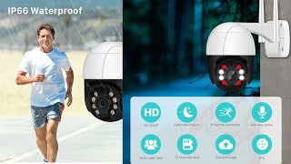 AI Human Detect Wireless Camera - PTZ Wifi IP Camera Outdoor 4X Digital Zoom H.265 P2P Audio - CCTV