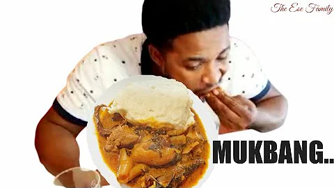 OGBONO SOUP AND POUNDED YAM MUKBANG/ AFRICAN NIGERIAN FOOD: Tasty ogbono soup