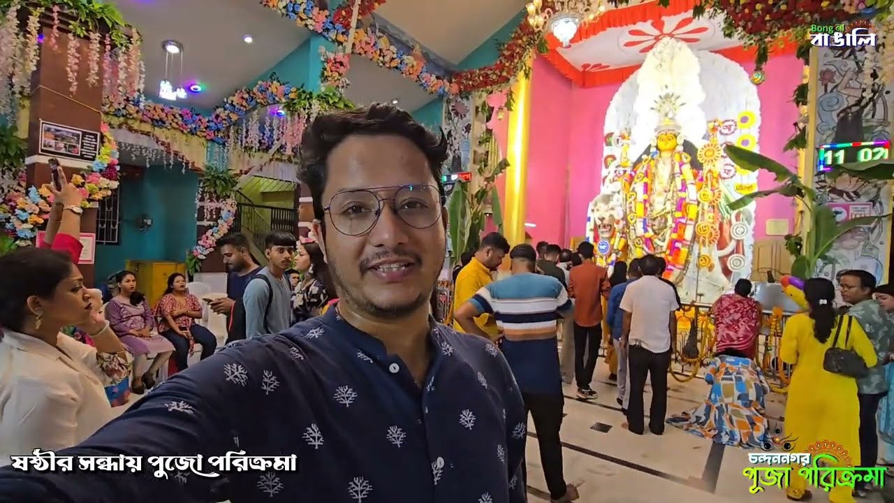 Chandannagar Jagadhatri Puja 2025 | ষষ্ঠীর রাতে ৭ টা পুজো 