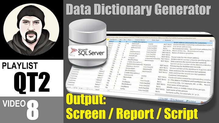 Generate MSSQL Data Dictionary with Screens, Exports, Reports, and Scripts