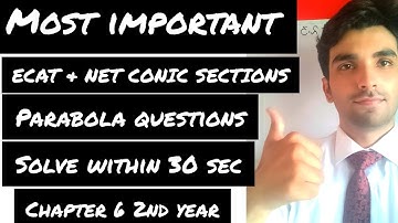 ECAT & NET Mcqs | Conic Section | Chapter 6 | Parabola | Short techniques | Maths | 2nd year