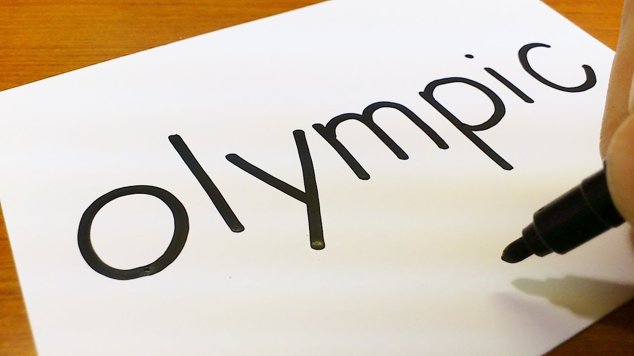 How to turn words OLYMPIC（pyeongchang 2018）into a Cartoon - How to draw doodle art on paper