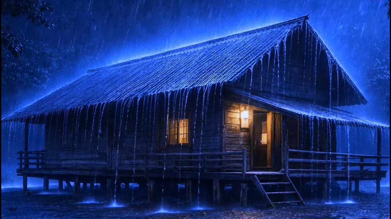 Sleep Hypnosis to Fall into Sleep in 5 Minutes with Heavy Rain & Thunder on Tin Roof at Night