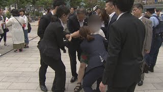 【HTBニュース】「安倍帰れ！」ヤジの市民を警察が排除　札幌