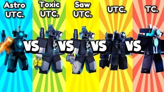 ASTRO vs TOXIC vs SAW vs UPGRADED vs TITAN CAMERAMAN! | Toilet TowerDefense Roblox