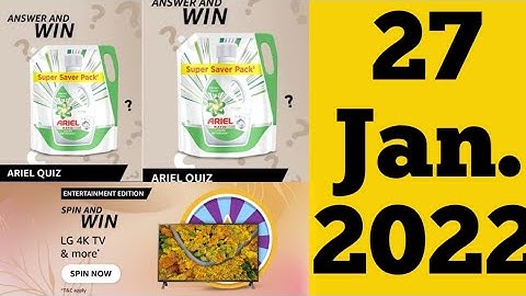 Amazon Ariel Quiz Answers Today | Amazon Entertainment Edition Spin And Win | Amazon Quiz Today