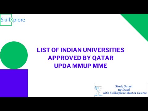 UPDA MMUP MME Qatar Approved Indian Universities List of Approved Indian Universities by Qatar