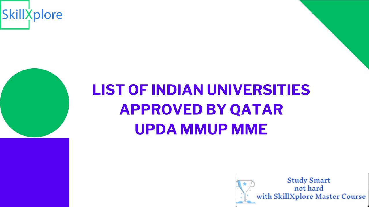 UPDA MMUP MME Qatar Approved Indian Universities List of Approved Indian Universities by Qatar