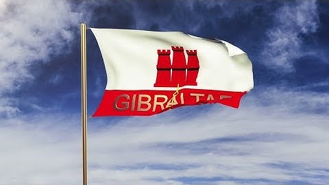 4K Gibraltar flag with title waving in the wind. Looping sun rises style. Animation loop Stock video