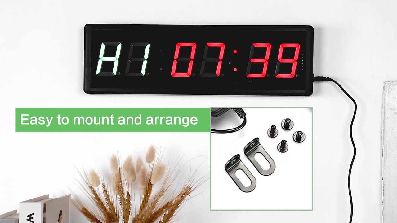 Seesii 1inch Gym Timer LED Gym Timer Count Down Up Fitness Clock Stopwatch Great for Outdoor Use 