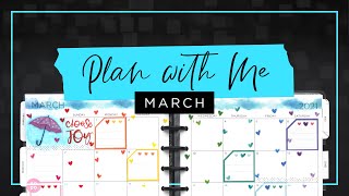 My March Rain-bow Monthly Layout :: Plan with Me Classic Happy Planner Setup 2021
