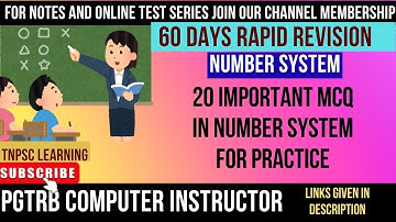 MCQ for Practice -Number System [ PGTRB ] Revision