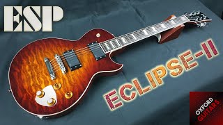 ESP Eclipse II 2009 Amber Cherry Sunburst Quilted Maple Top 4 Knobs EMG guitar close up video