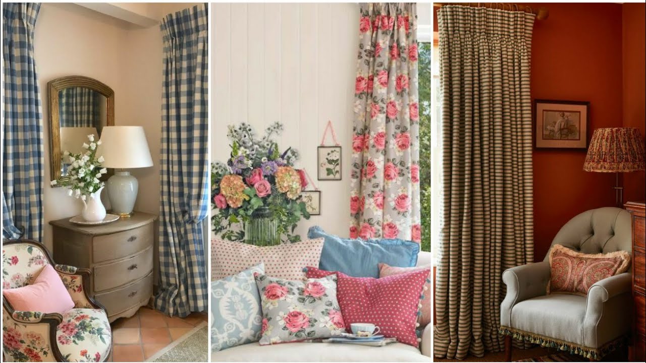 Cottage Style Interior Curtains Design ideas. Cottage feel curtains