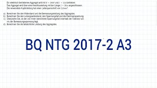 Industriemeister Metall Prüfungsvorbereitung BQ NTG 2017-2 Aufgabe 3 - Elektrotechnik