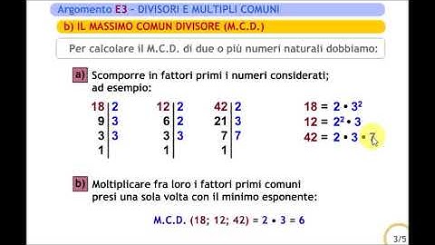 Massimo comune divisore e minimo comune multiplo