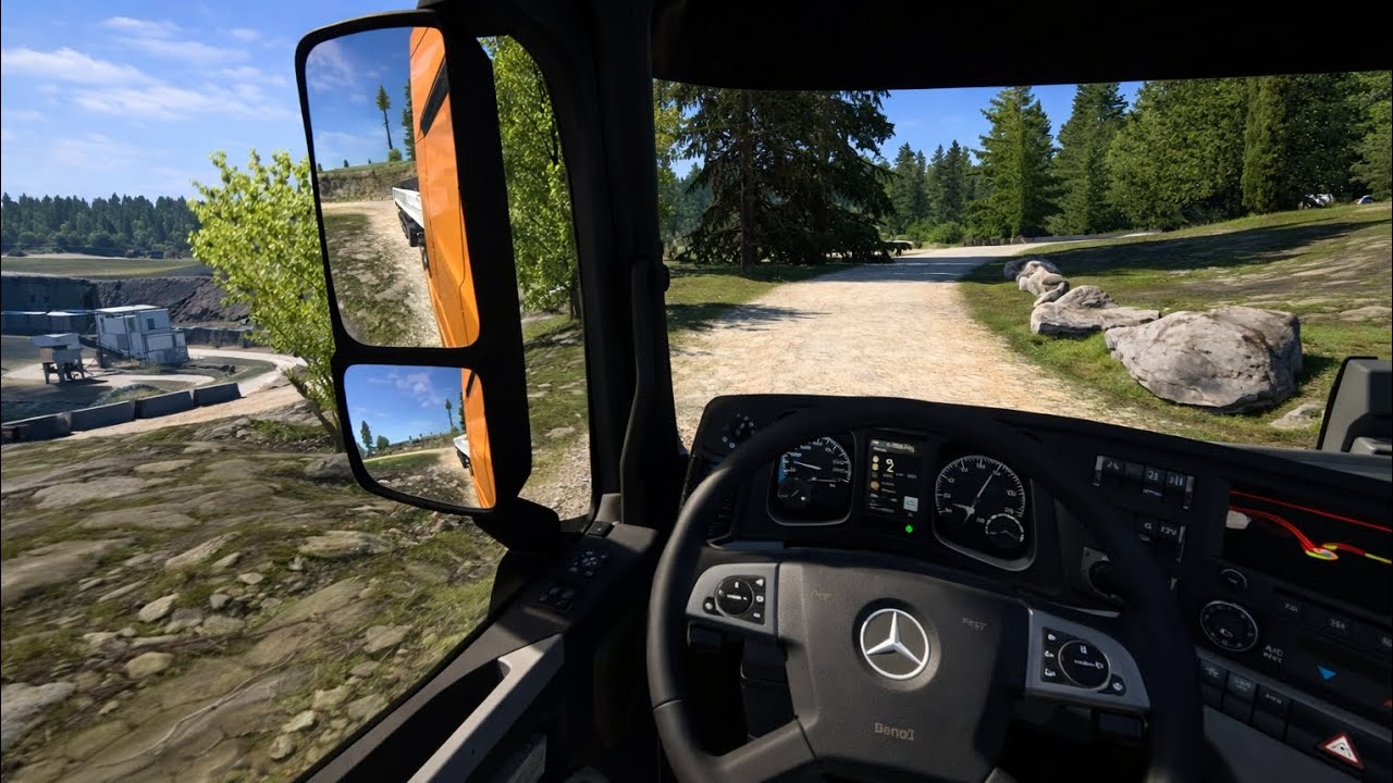 Driving through a rugged landscape.ETS2