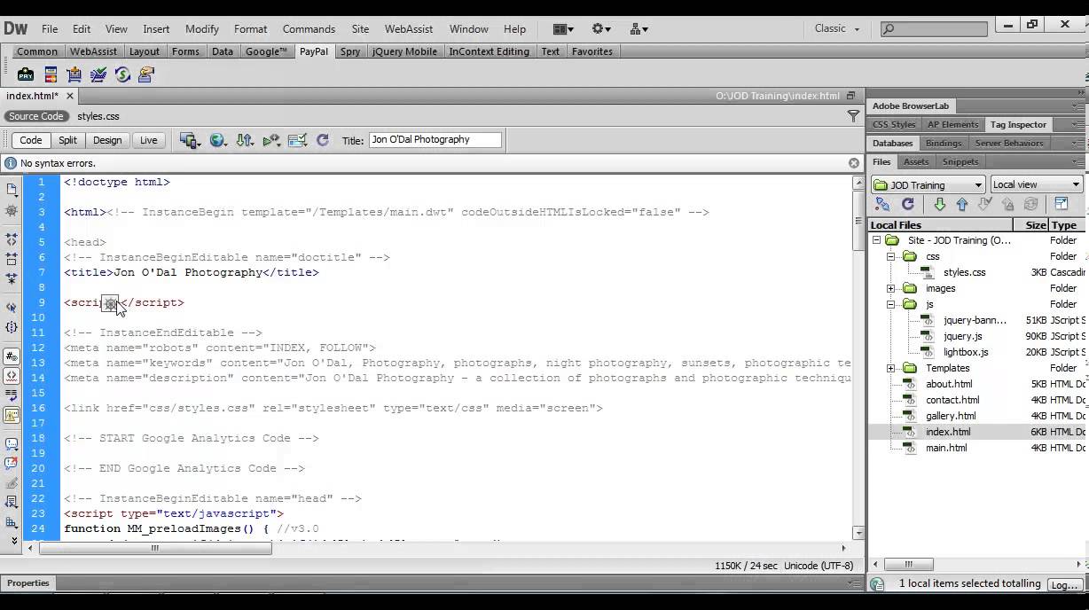 39 Using Javascript Dreamweaver Web Design Project 1