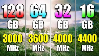 128GB (3000MHz) vs 64GB (3600MHz) vs 32GB (4000MHz) vs 16GB (4400MHz) | RAM Test in PC Gaming