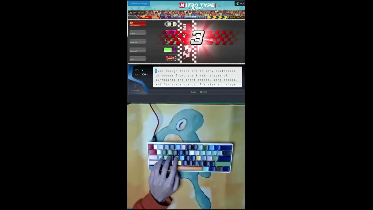 First Recorded Dvorak 200 WPM Nitro Type Race Tied World Record 
