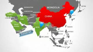 Map of Asia World: Asia PowerPoint maps for Presentation