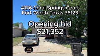 4176 Coral Springs Court, Fort Worth Texas 760123  is going to auction. Opening bid is $21,352