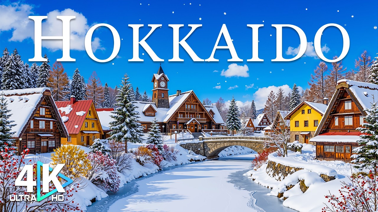 Winter in Hokkaido 4K | Snow-Capped Mountains, Frozen Lakes & Northern Lights
