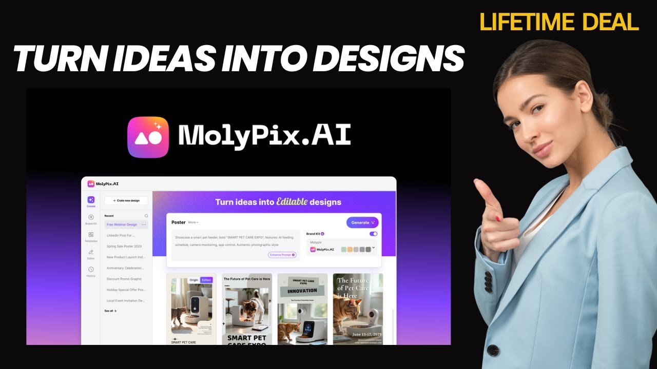 MolyPix.AI Lifetime Deal I Write Single Prompts to Generate Designs