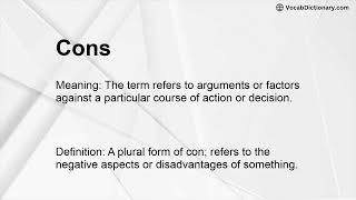 Cons Meaning