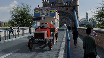 B Type Bus trip over Tower Bridge (3D Model) 4K