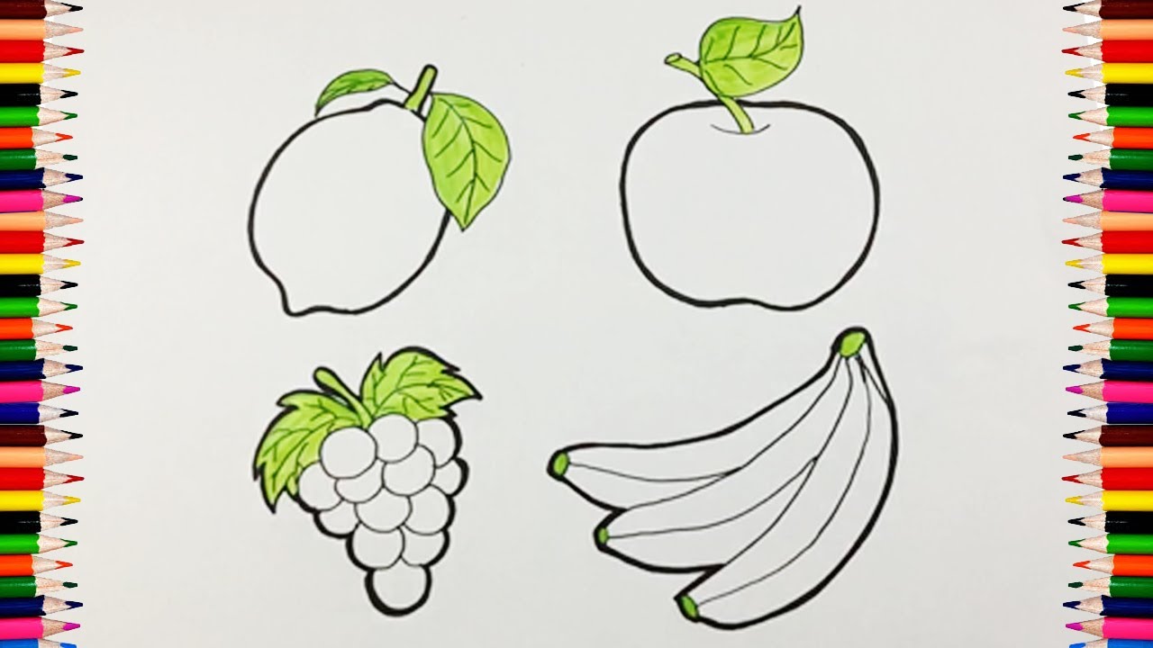 วาดภาพระบายสี Ep1 เรียนรู้ผลไม้ 4 ชนิดภาษาอังกฤษ เรียนรู้สีภาษาอังกฤษ -  Youtube