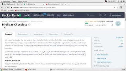Birthday Chocolate Hacker Rank Solution in C Programming