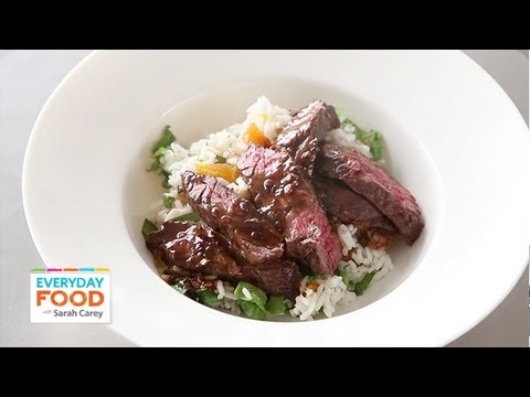 marinated-skirt-steak-with-apricot-arugula-rice-|-everyday-food-with-sarah-carey