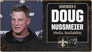Doug Nussmeier on Tyler Shough's first start, Panthers defense | New Orleans Saints