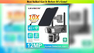 Discount LS VISION 4G/WiFi 2 In 1 Solar Secutrity Camera Outdoor Dual Screen 4K 10x Zoom Dual PIR A