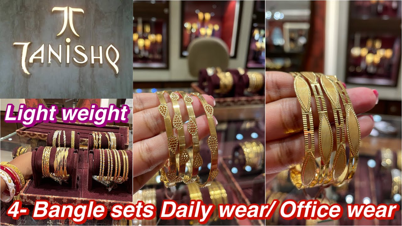 New Daily wear / Office wear gold bangles from Tanishq | 4- Bangle sets | Light weight 4- bangle set
