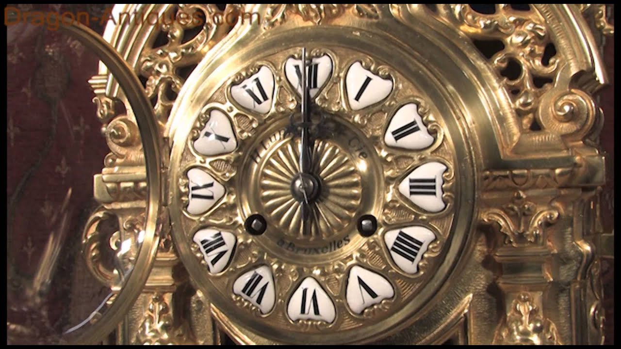 Large Bronze Antique French Clock Luppens 2661 - YouTube
