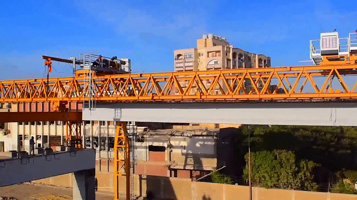 erection of 2 KM bridge using side launching girder crane - Ismailia.
