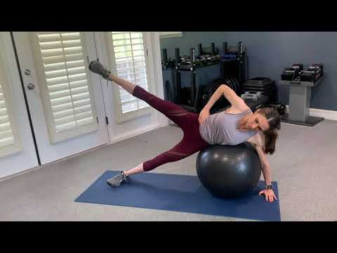 Stability ball side plank leg lift